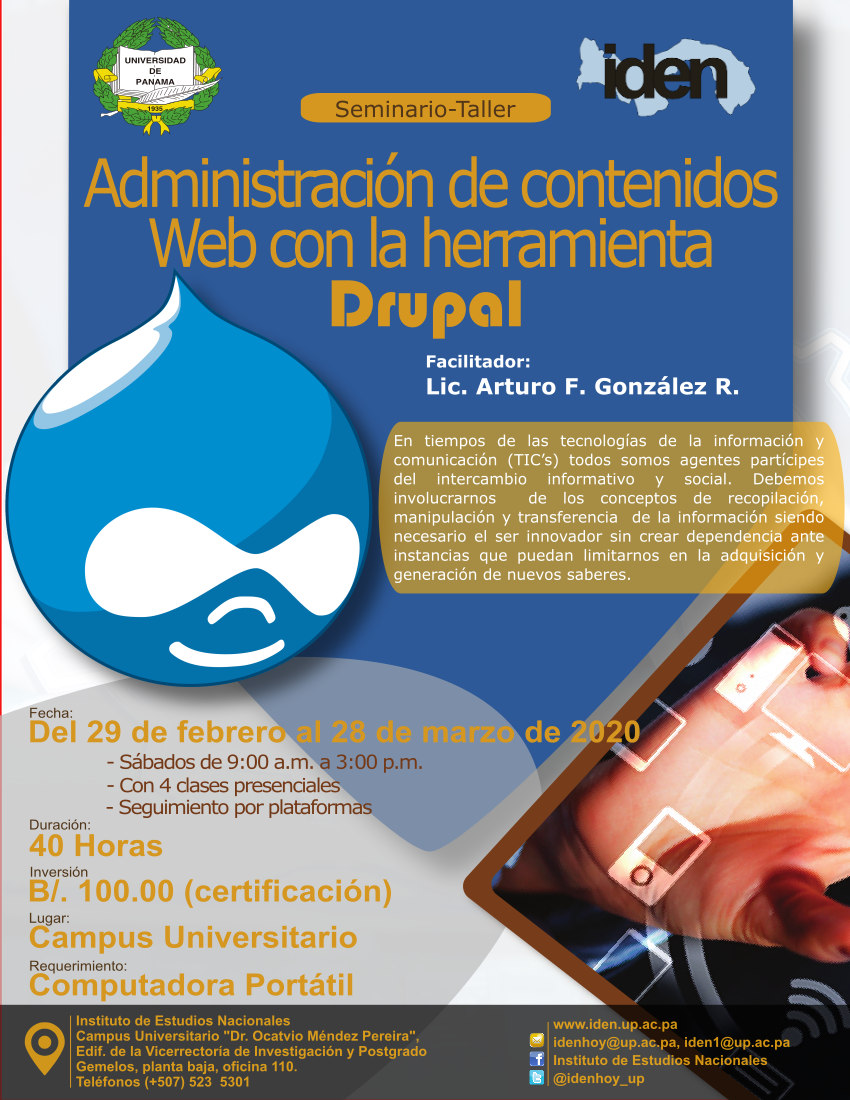 afiche Seminario-taller: Administración de contenidos web con la herramienta DRUPAL