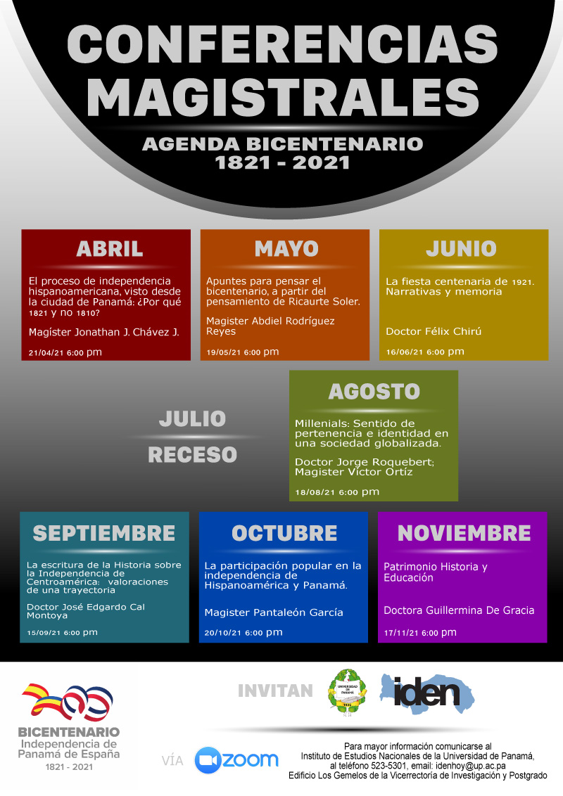 Afiche Genenal: Conferencias Magistrales - Agenda Bicentenario 1821-2021