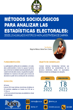 Afiche Métodos sociológicos para analizar las estadísticas electorales desde los acumulados históricos hasta las estrategias de campaña